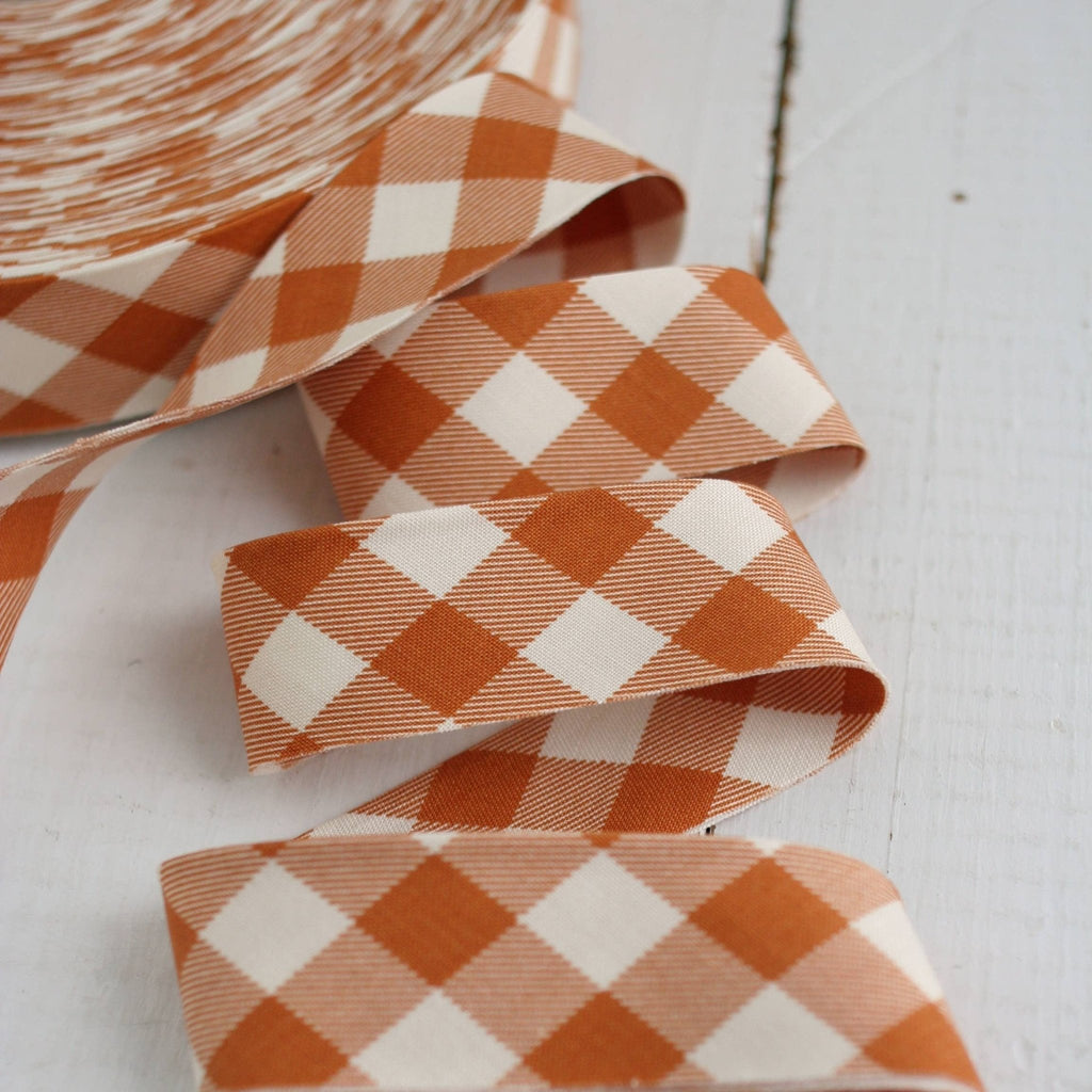 2.5" Bias Quilt Binding / Pecan Gingham - Harmony