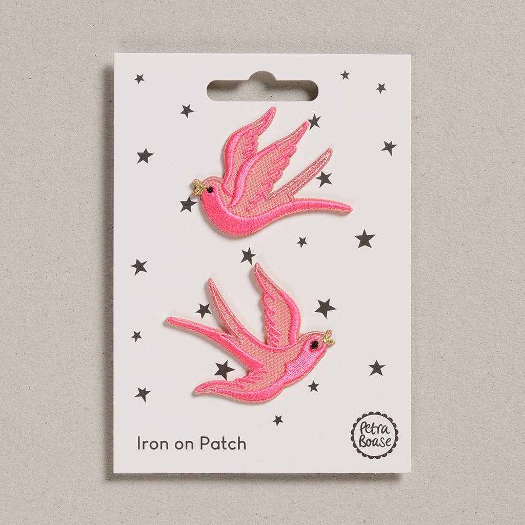 Iron on Pink Swallows Patches - Harmony