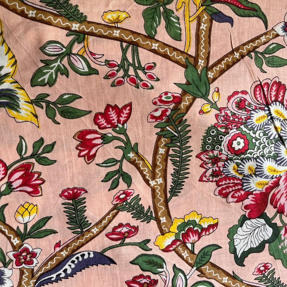 Peachy Garden Block Printed Cotton - Harmony