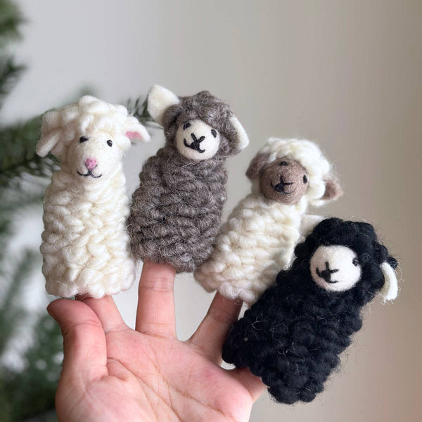Felt Finger Puppet / Fluffy Sheep / Grey - Harmony