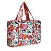 Large Cotton Block Print Tote Bag / Red Floral - Harmony