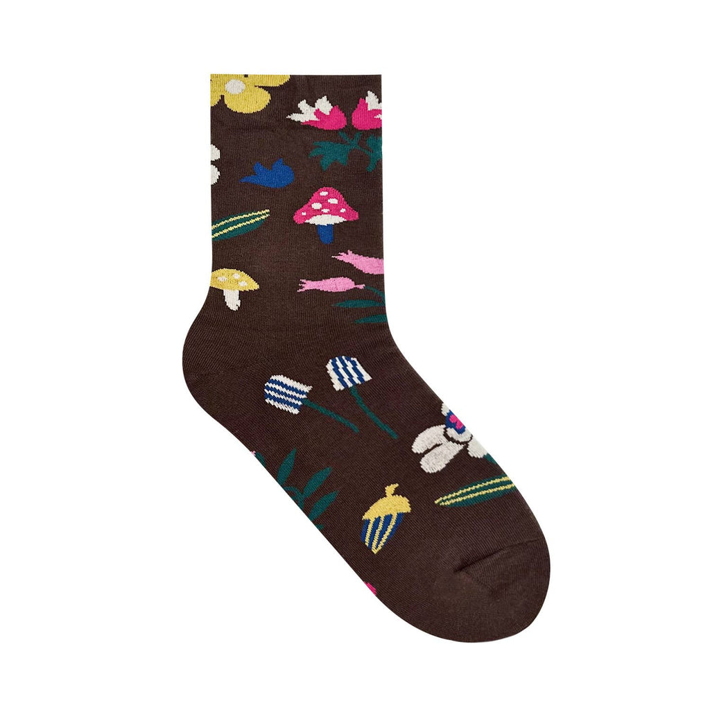 Women's Crew Mushroom Fleur Flower Socks - Harmony