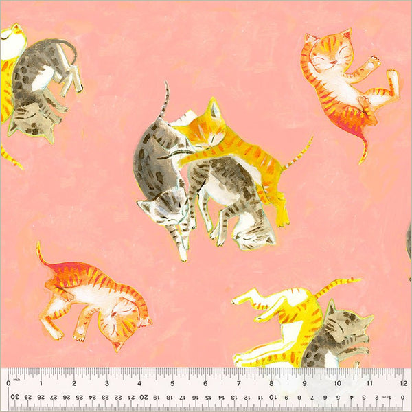 Heather Ross By Hand / Barn Kittens / Salmon - Harmony