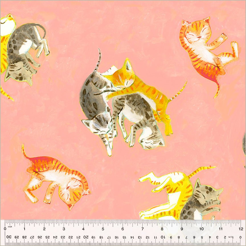 Heather Ross By Hand / Barn Kittens / Salmon - Harmony