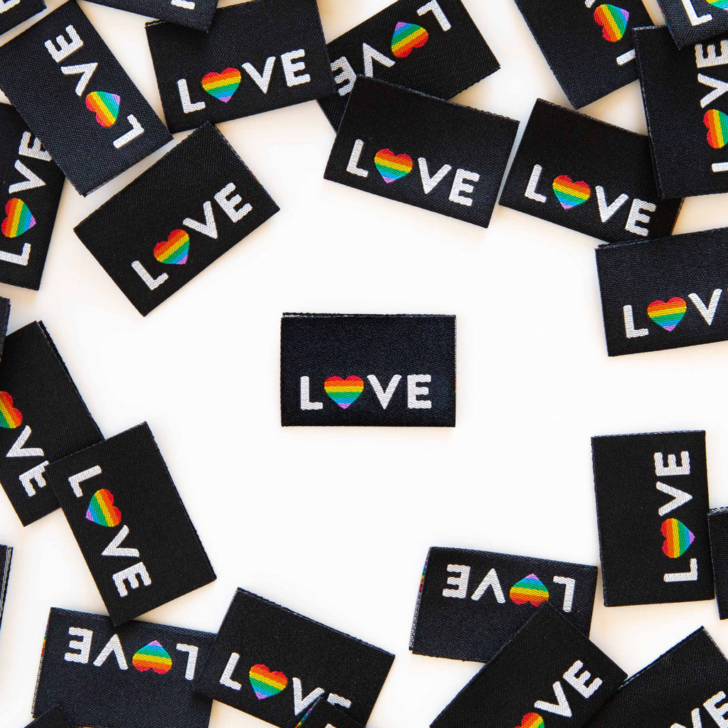 Love Pride Heart Woven Sewing Labels - Pride Gift - Harmony
