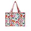 Large Cotton Block Print Tote Bag / Red Floral - Harmony