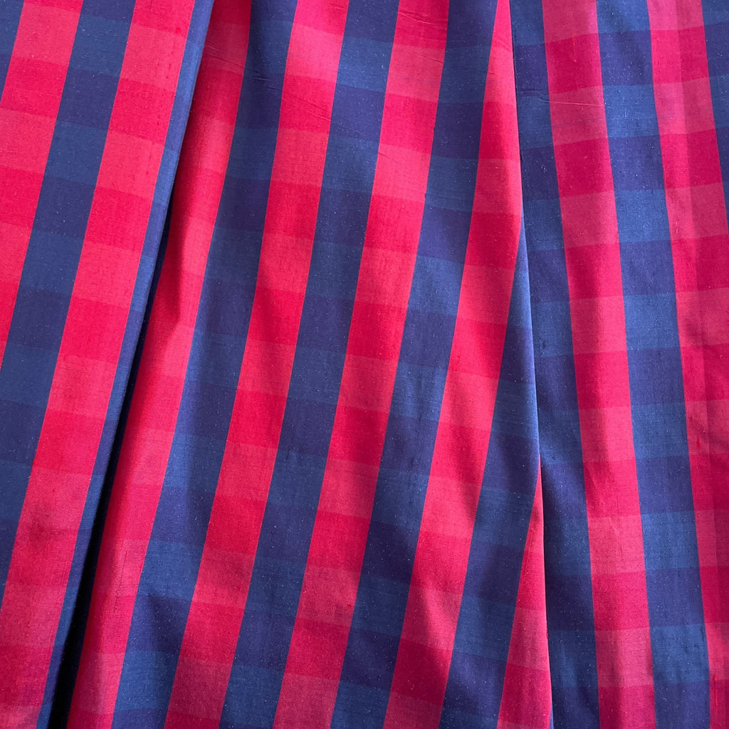 Magenta & Blue Gingham Dupioni Silk - Harmony