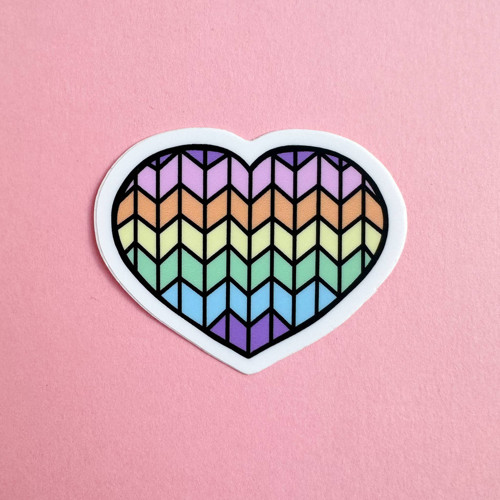 Pastel Rainbow Knit Heart Sticker - Harmony