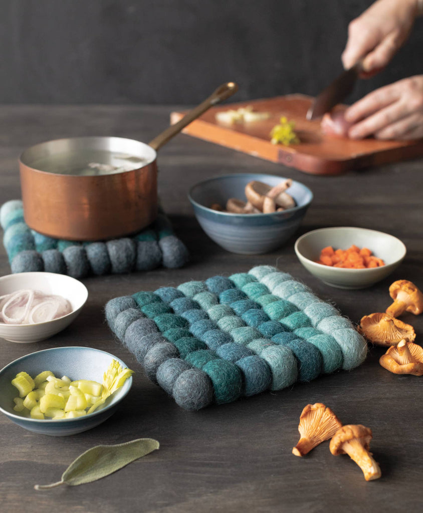 Lagoon Recycled Wool Felt Dot Trivet - Harmony