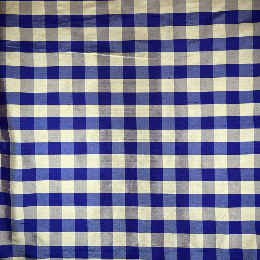 Royal Blue Gingham Dupioni Silk - Harmony