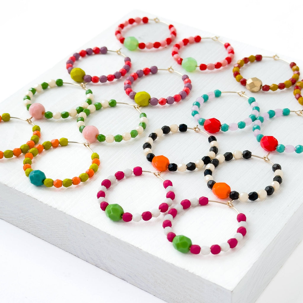 Colorful Gold Filled Hoops with Beads - Harmony