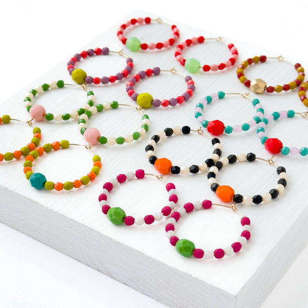 Colorful Gold Filled Hoops with Beads - Harmony