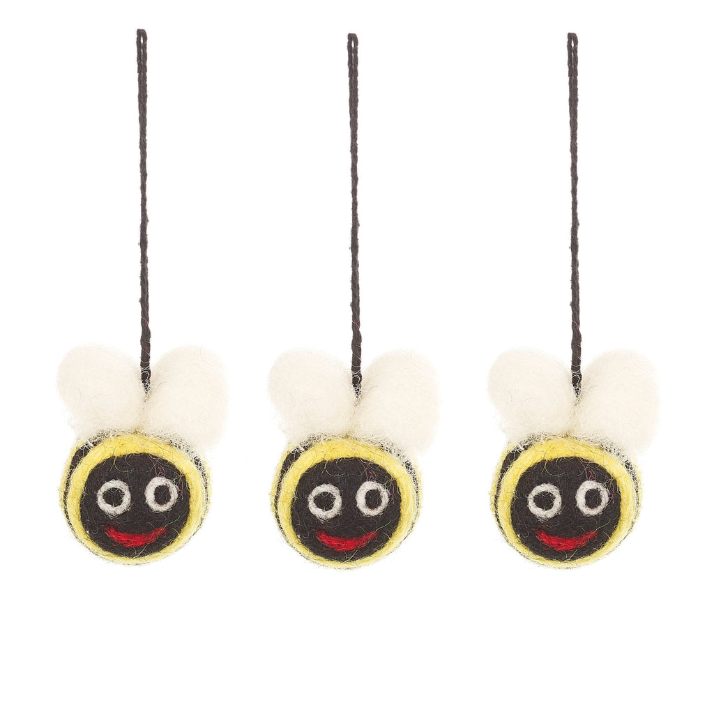 Mini Bumblebees Set of 3 Wool Ornaments - Harmony