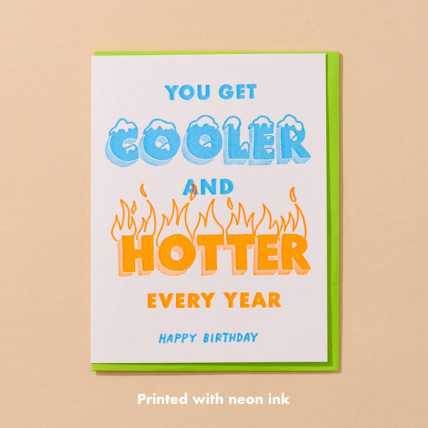 Cooler/Hotter Birthday Letterpress Greeting Card - Harmony