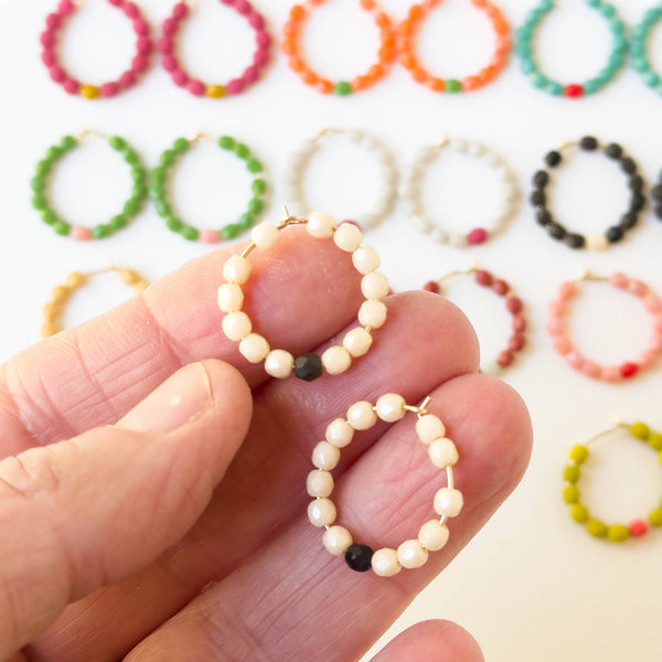 Small Colorful Gold Filled Hoops with Beads - Harmony