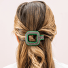 Charlotte Alternating Colors With Solid Edge Flat Hair Clip / Green - Harmony