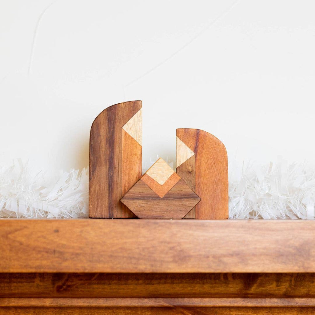 Holy Family Modern Wood Nativity Scene - Harmony