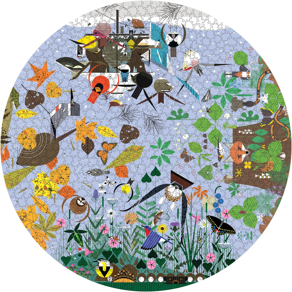 Charley Harper: Seasons 1000 - Piece Circular Jigsaw Puzzle - Harmony