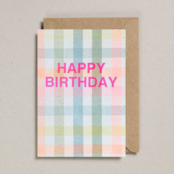 Happy Birthday Gingham Riso Card - Harmony