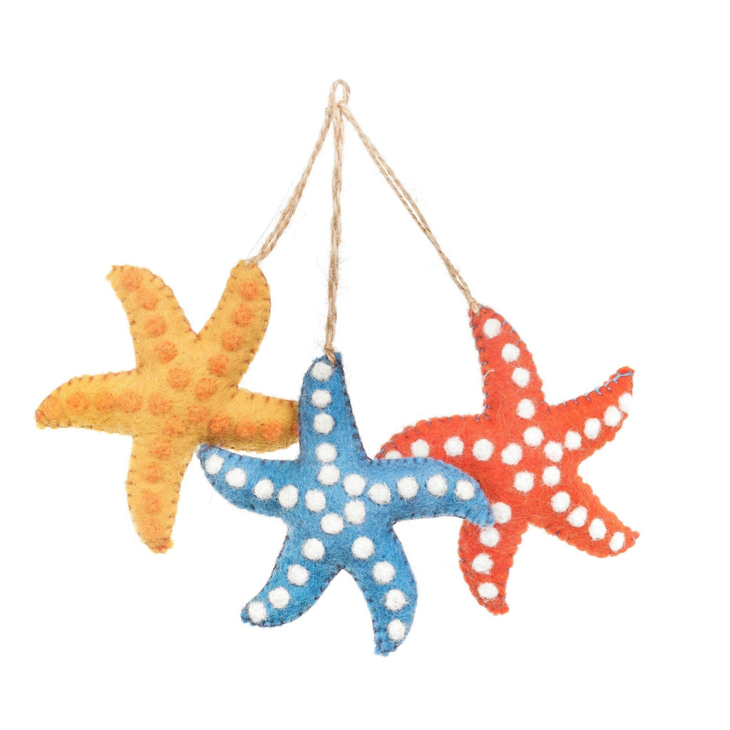 Snazzy Starfish Set of 3 Wool Ornaments - Harmony