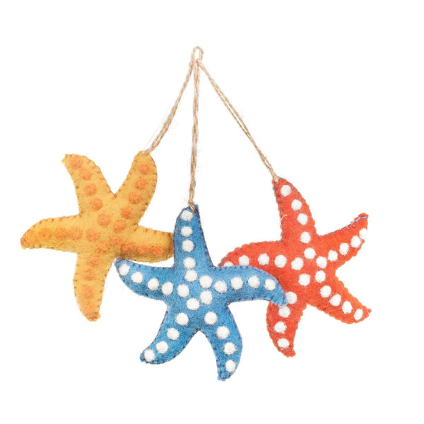 Snazzy Starfish Set of 3 Wool Ornaments - Harmony