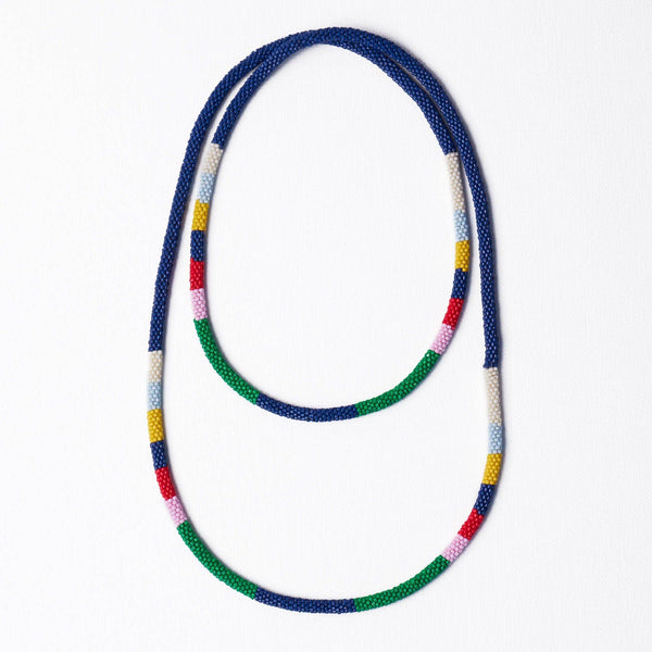 Allie Seed Bead Long Necklace / Navy and Multi - Harmony