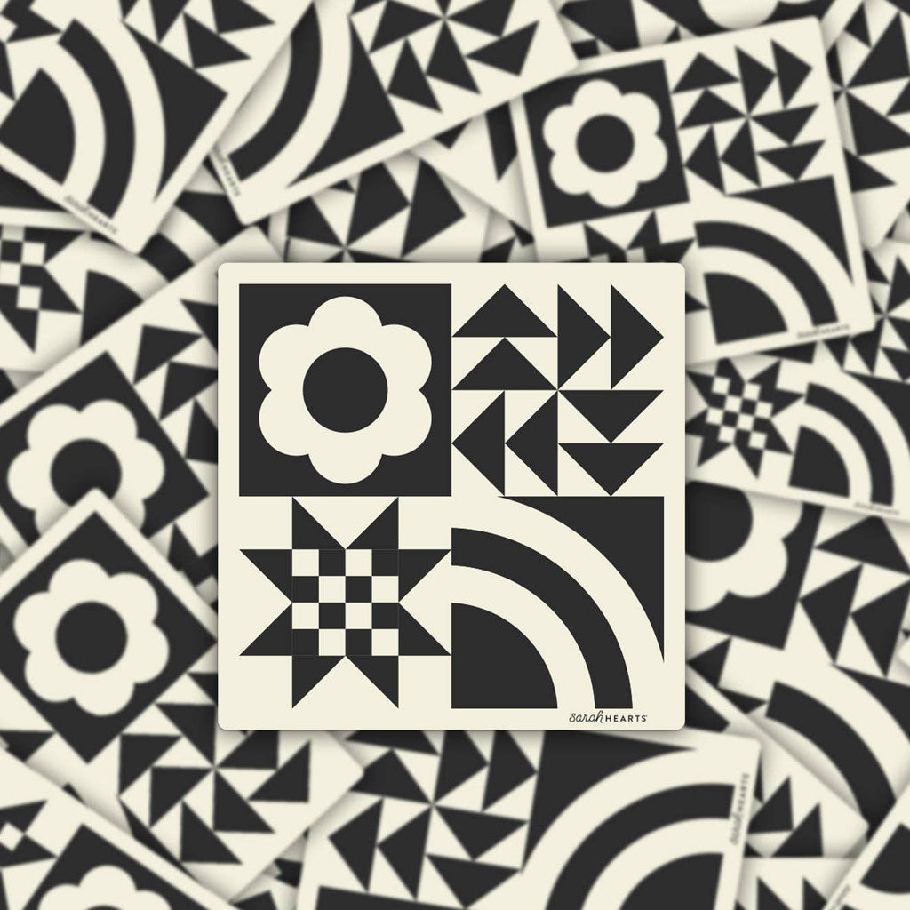 Black and White Quilt Block Sticker - Harmony