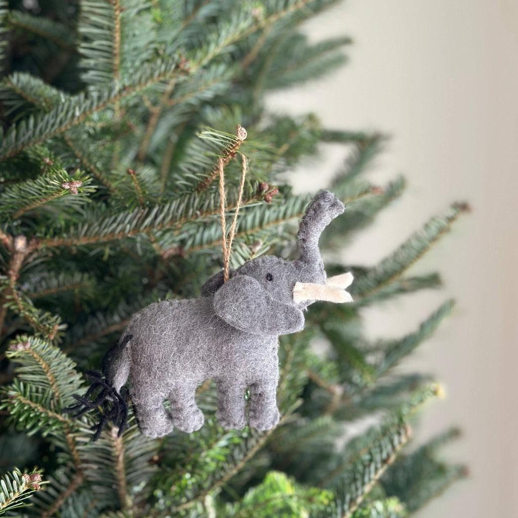 Felt Gray Elephant Ornament - Harmony