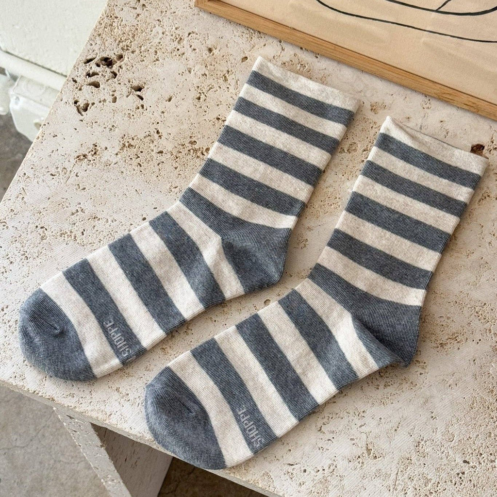 Wally Socks / Wide / Grey Stripe - Harmony