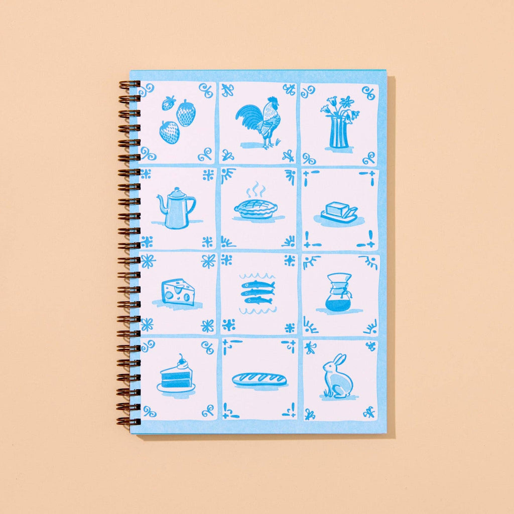 Delft Tile Letterpress A5 Spiral Notebook - Harmony