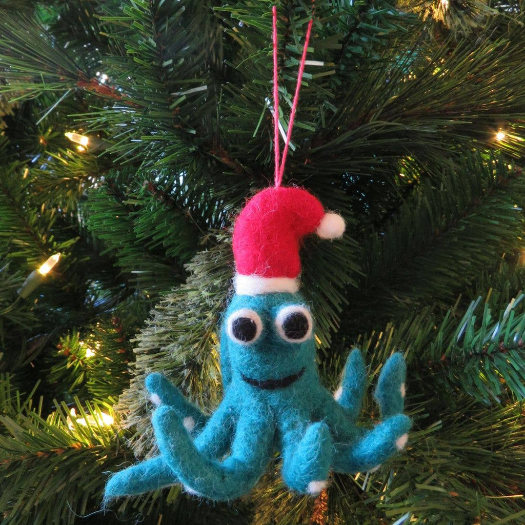 Christmas Octopus Wool Ornament - Harmony