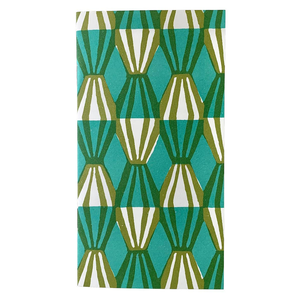 Very Slim List Book Threadwork Sap Green and Turquoise - Harmony