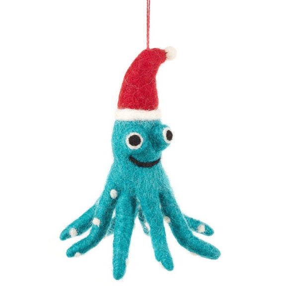 Christmas Octopus Wool Ornament - Harmony