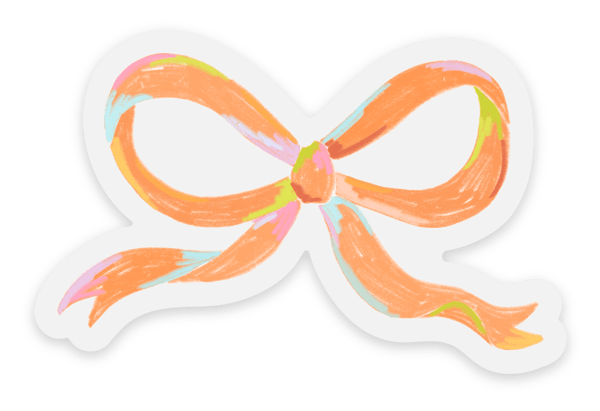 Clear Orange Bow Sticker, 2.5x1.61in. - Harmony