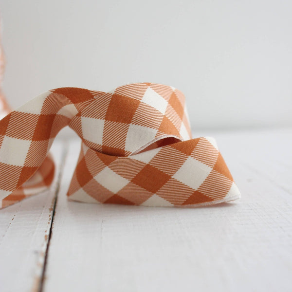 2.5" Bias Quilt Binding / Pecan Gingham - Harmony