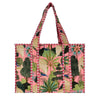 Medium Cotton Block Print Tote Bag / Pink Floral - Harmony