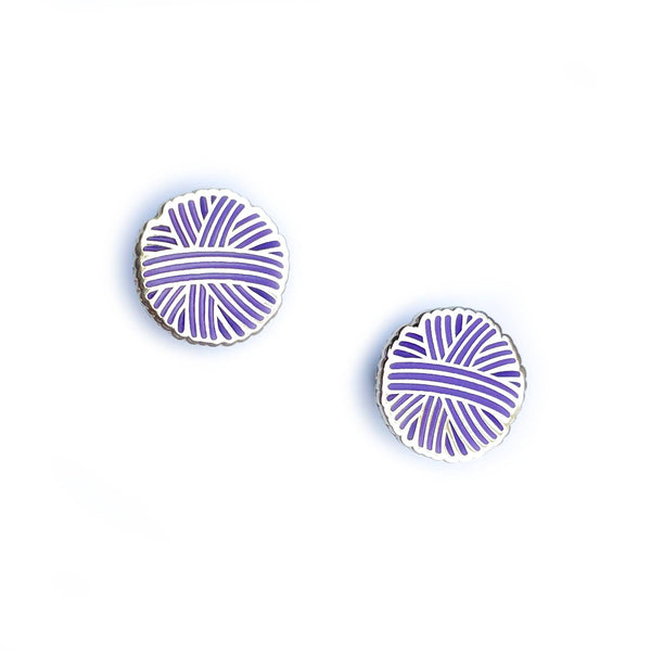 Purple Yarn Ball Enamel Earrings - Harmony