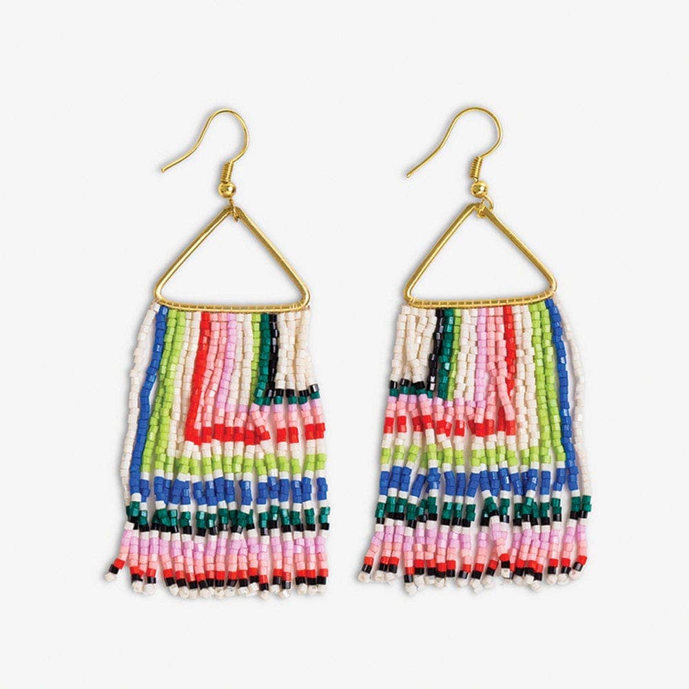 Paige Ascending Blocks Beaded Fringe Earrings / Rio - Harmony
