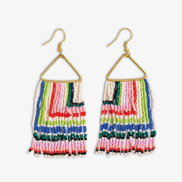 Paige Ascending Blocks Beaded Fringe Earrings / Rio - Harmony