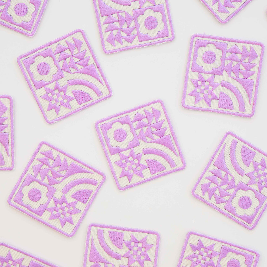 Lavender Quilt Block Iron - On Patch - Harmony