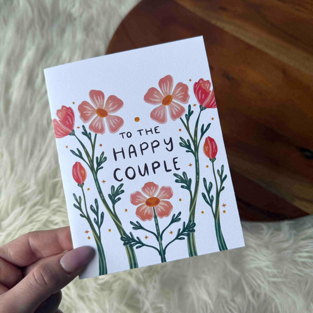 "To the happy couple" Floral Pattern Wedding Card - Harmony