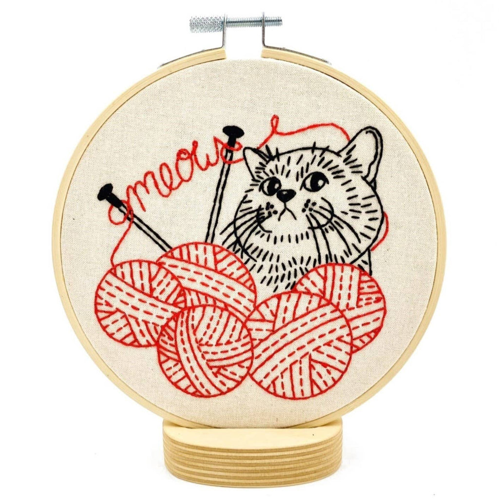 Kitten with Knitting Complete Embroidery Kit - Harmony
