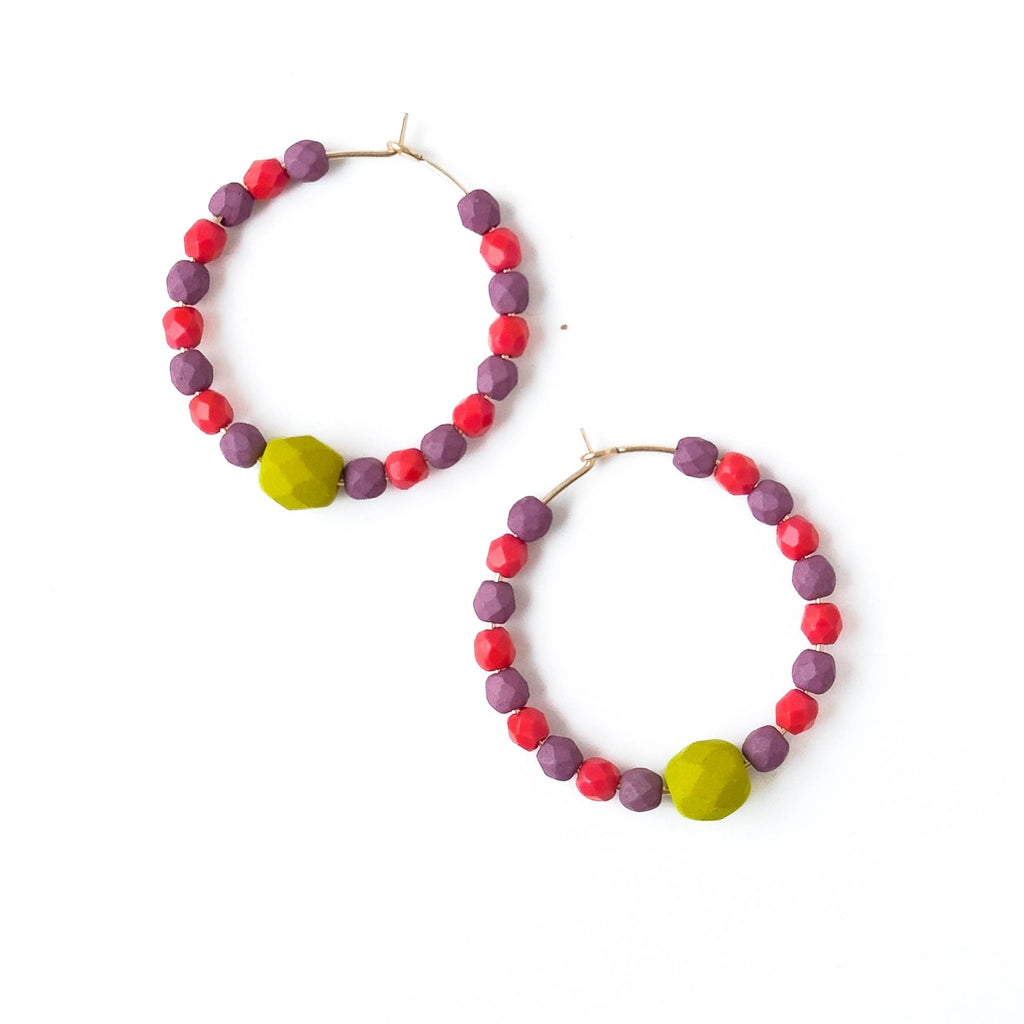 Colorful Gold Filled Hoops with Beads - Harmony