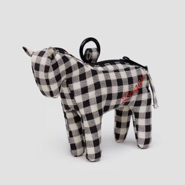 Horse Charm / Black & White Gingham - Harmony