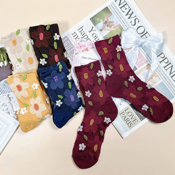 Women's Crew Mesh Flower Socks - Harmony