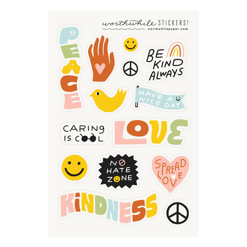Peace, Love, Kindness Sticker Sheet (set of 2) - Harmony