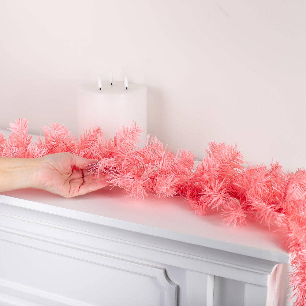 6' Fluffy Pink Pine Garland - Harmony