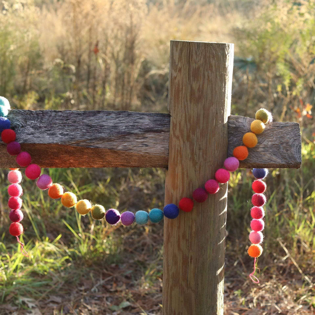 6' Felt Rainbow Pompom Ball Garland - Harmony