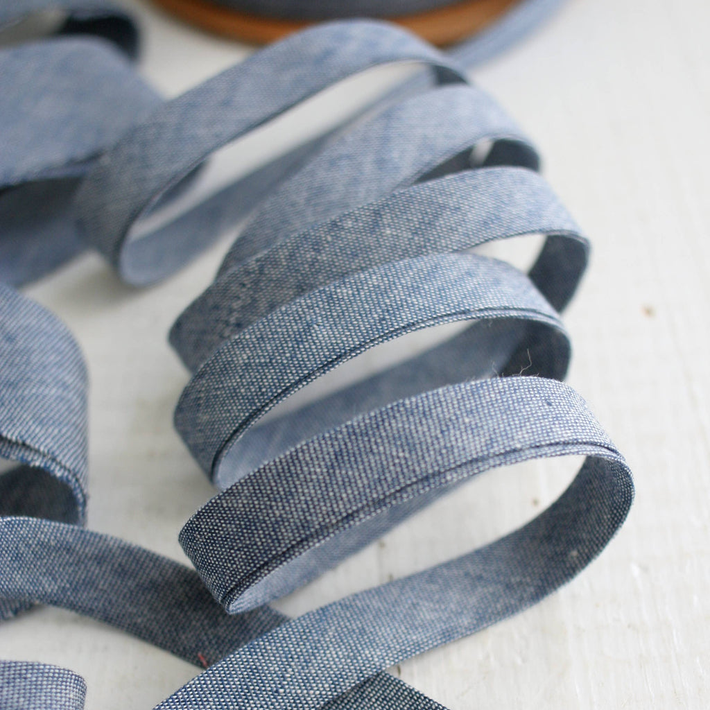 1/2" Double Fold Bias Binding / Chambray Indigo - Harmony