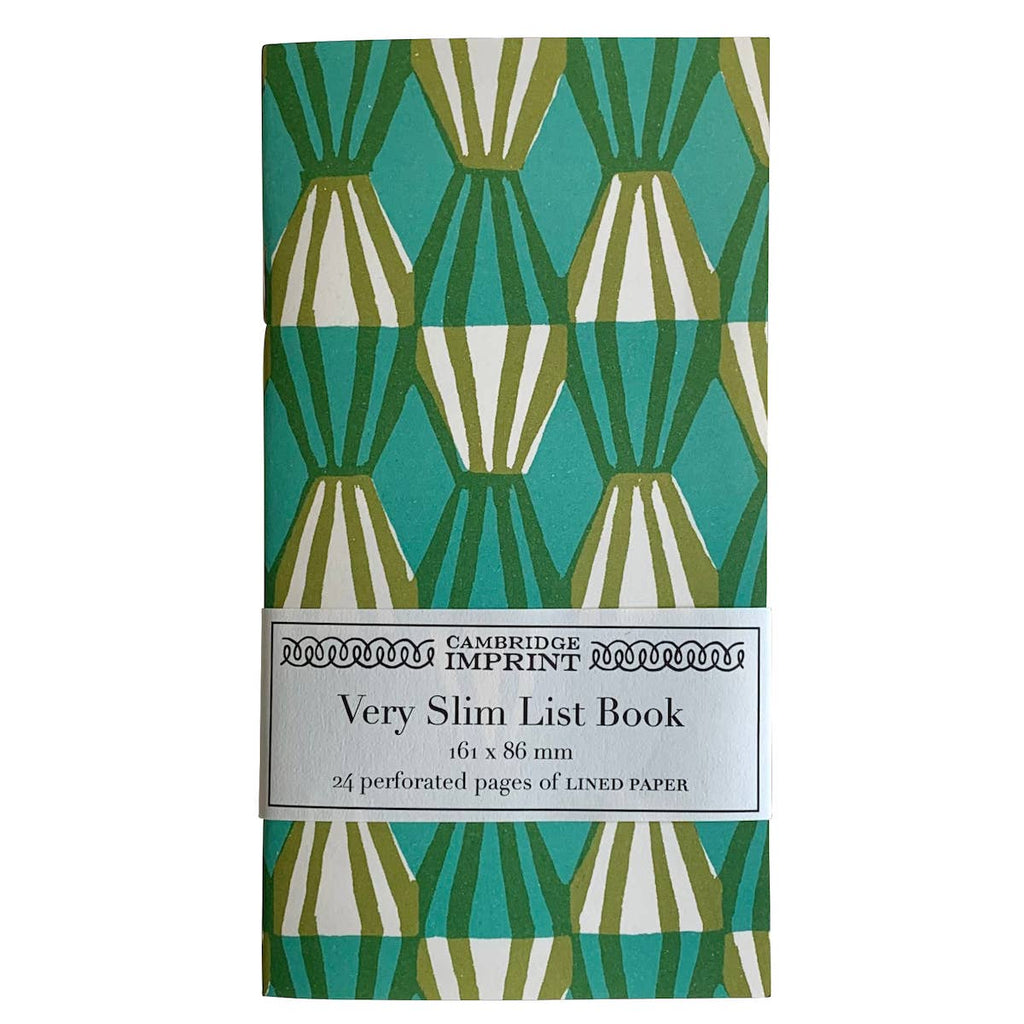 Very Slim List Book Threadwork Sap Green and Turquoise - Harmony